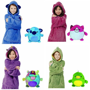 SnugglePals | Knus comfort - Sudadera con capucha de animal 2 en 1 para niños Almohada Juguete para el invierno